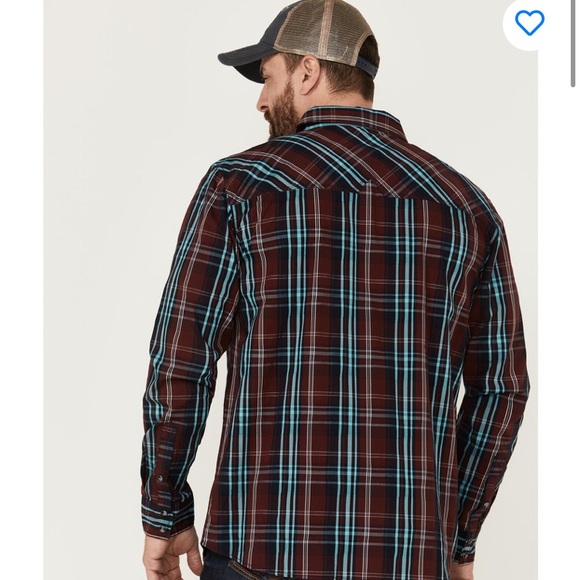 ✨ Moonshine fire started long sleeve plaid button down. - Picture 2 of 8